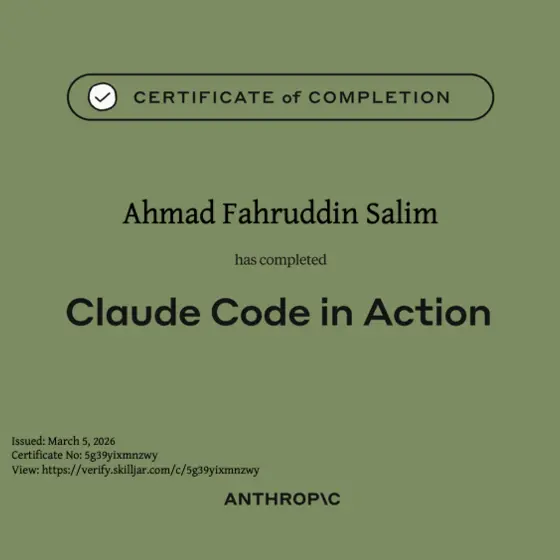 Claude Code in Action certificate from Anthropic